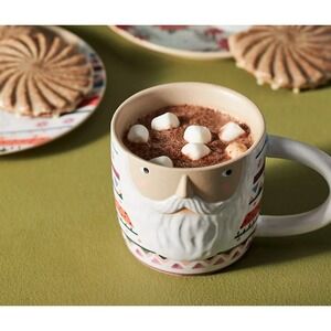 Anthropologie Fotini Tikkou Santa Claus Mug Cup Matching Plate Set Cookie‎ Milk